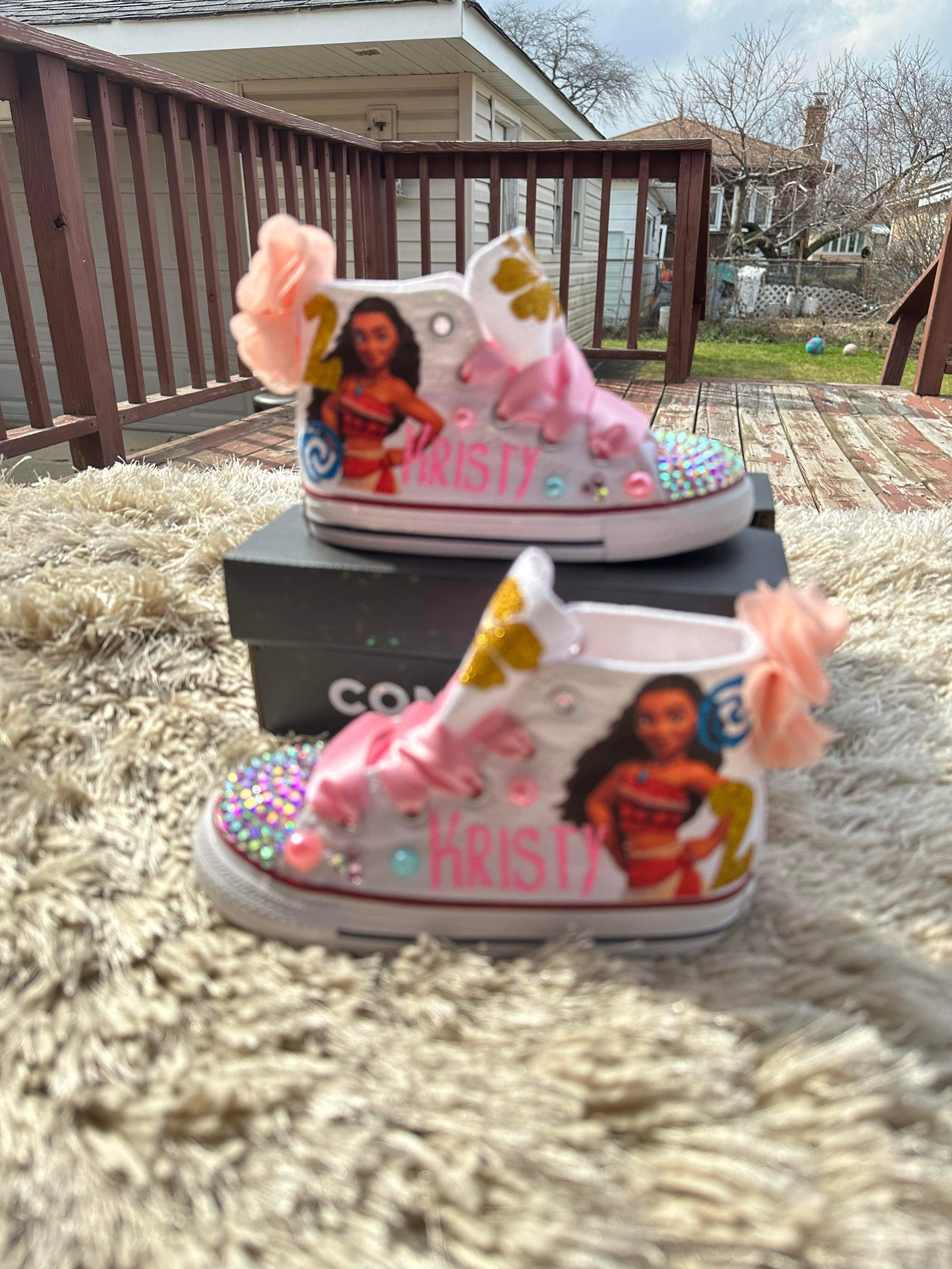 Big Moana Bling Shoes, Moana Bling Converse Shoes, Moana