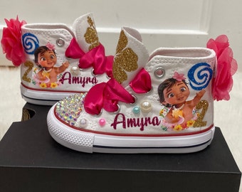 Moana bling shoes, baby Moana sneakers shoes, Moana rhinestones shoes, for tutu set, for birthday outfit, Hawaiian princess
