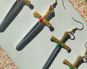 Sword / Bookish Polymer Clay Sword Earrings