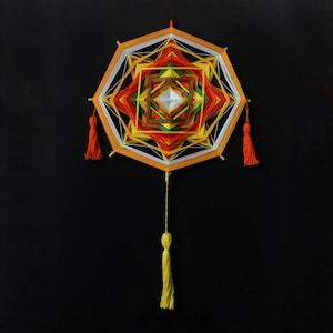Modern Sunset Ojo De Dios Mandala - Gods Eye Nomadic Hand Woven Bohemian Home Decor
