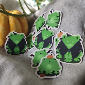 Halloween słodkie kawaii żaba winylowe naklejki dynia nietoperz Dracula połysk matowy kawaii artykuły papiernicze wystrój