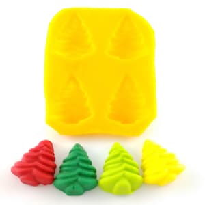 Pine/Christmas Tree 4 Cavity Cream Cheese Mint Mold Candy Melts Fondant Chocolate Soap