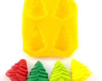 Pine/Christmas Tree 4 Cavity Cream Cheese Mint Mold Candy Melts Fondant Chocolate Soap