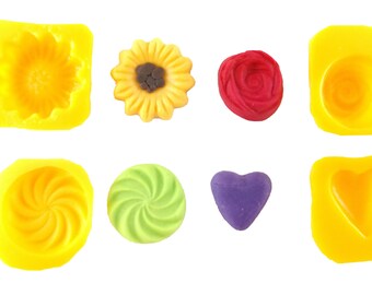 Rose Daisy Heart Swirl 4 Cavity Cream Cheese Mint Mold Candy Melts Fondant Chocolate Soap Fat Bombs