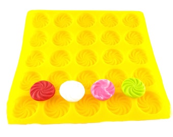 Swirl 25 Cavity Cream Cheese Mint Mold Candy Melts Fondant Chocolate Soap