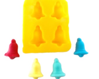 Bell 4 Cavity Flexible Silicone Molds for Cream Cheese Mints, Chocolate, Fondant, Gummy, Fat Bombs, Buttercream, Candy Melts, Cookie Dough