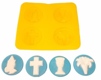 Communion Confirmation 4 Cavity Cream Cheese Mint Mold Candy Melts Fondant Chocolate Soap