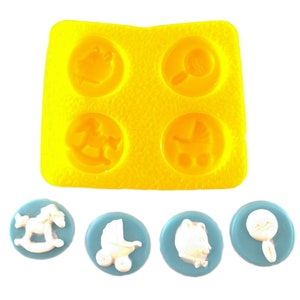 Baby Shower 4 Cavity Cream Cheese Mint Mold Candy Melts Fondant Chocolate Soap