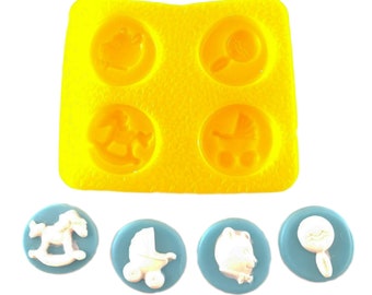 Baby Shower 4 Cavity Cream Cheese Mint Mold Candy Melts Fondant Chocolate Soap