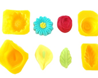 Rose Daisy Leaf Calla Lilly 4 Cavity Cream Cheese Mint Mold Candy Melts Fondant Chocolate Soap Fat Bombs