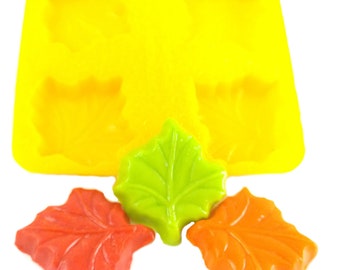 Maple Leaf 4 Cavity Cream Cheese Mint Mold Candy Melts Fondant Chocolate Soap
