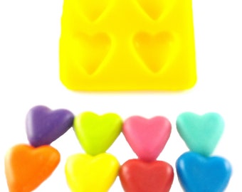 Hearts 4 Cavity Flexible Silicone Molds for Cream Cheese Mints, Chocolate, Fondant, Gummy, Fat Bombs, Buttercream, Candy Melts, Cookie Dough