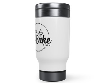 Stainless Steel Travel Mug with Handle, 14oz (Right Hand; Logo Facing Outward)