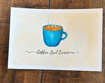 Original mini coffee watercolor painting