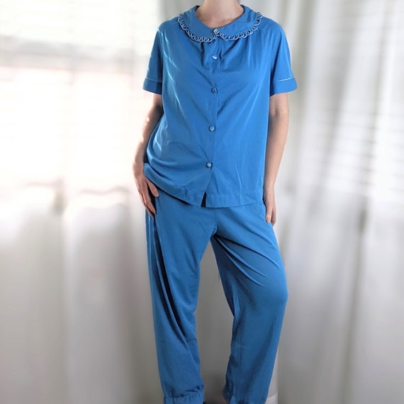 Vintage 1950's Bright Blue Pajama Set