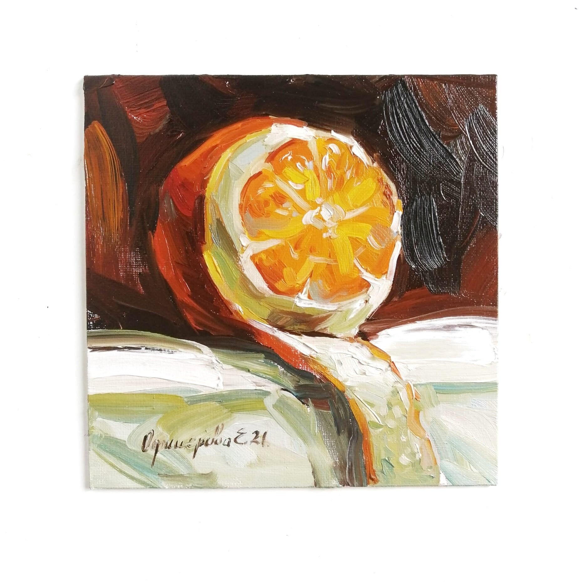Still life orange Original oil painting fruit orange Etsy