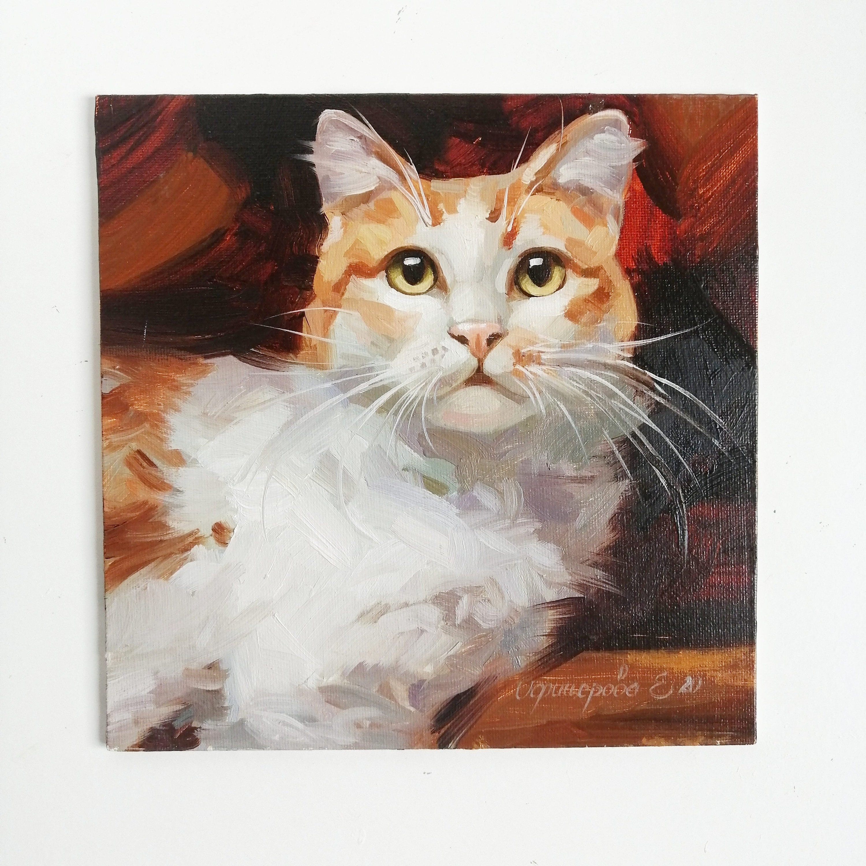 Gato pintura óleo original sobre lienzo cat portret retrato Etsy