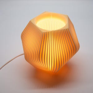 Luminária Moderna Impressa em 3D – Luz Ambiente Paramétrica | Design Geométrico Exclusivo | Decoração Artesanal para Casa | Presente para Amantes do Design