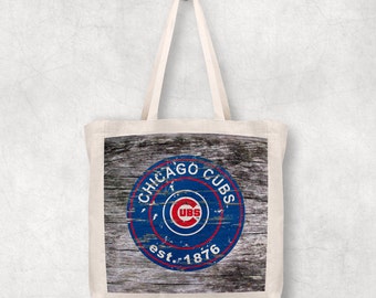 Chicago Cubs Tote bag Cubs Womans Gift Canvas Bag Cubs Tote Cubs Beach Bag Cubs Shopping Bag Large Zippered Tote Bage