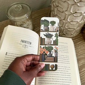 Bookshelf and Plants Bookmark – Cozy Bookish Bookmark for Plant Lovers, Aesthetic Botanical Reading Gift, Nature-Inspired Bookmark