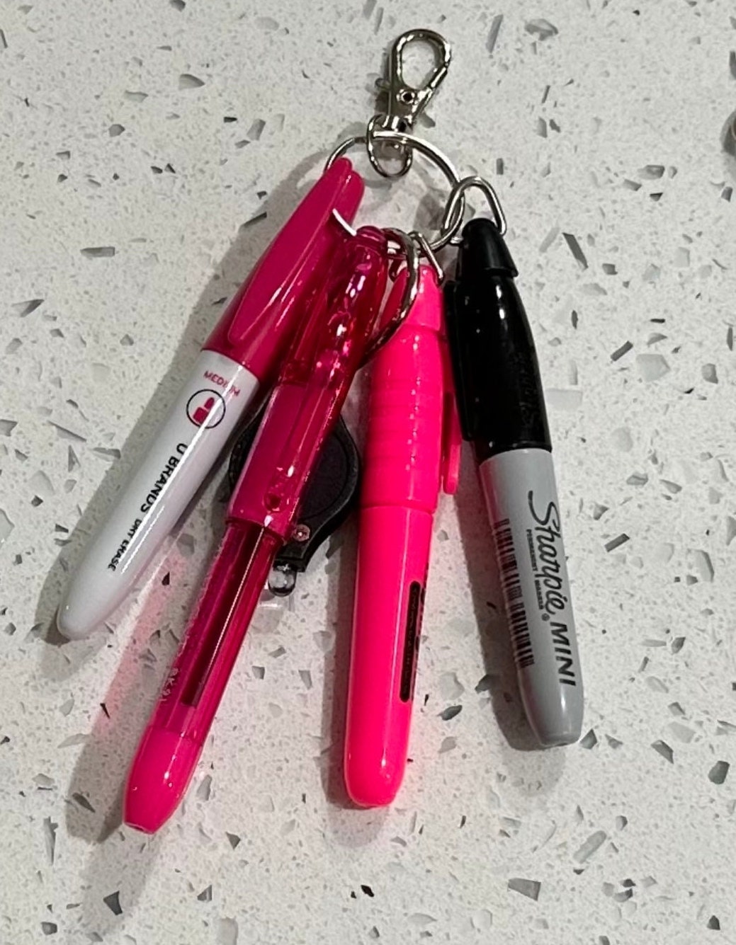 Sharpie Mini and RSVP Mini Ballpoint Pen with Lanyard Clip for badge reel,  small marker and pen for ID, miniature marker, color nurse pen