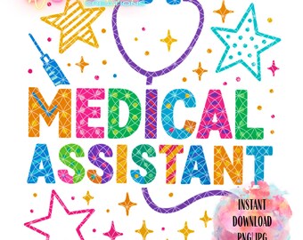 Medical Assistant PNG: Bright Healthcare Sublimation Design (Digital Download
