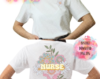 Groovy Floral Nurse Png, Nurse Png, Sublimation Designs, Nursing Student, Retro Nurse png