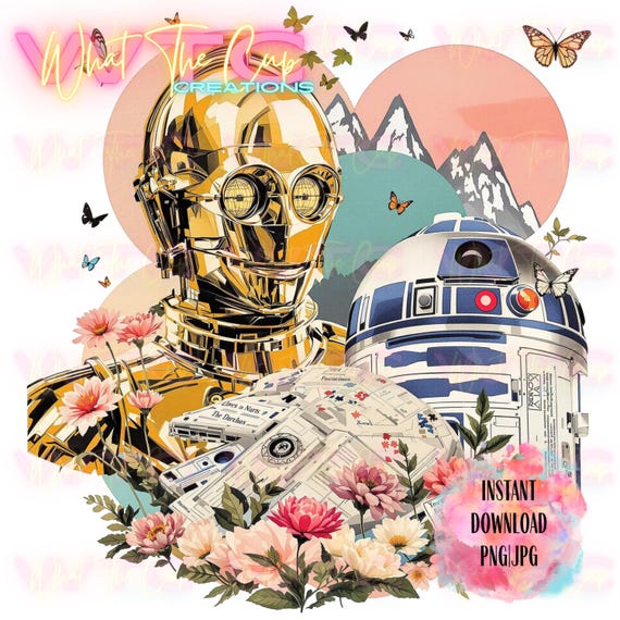 Retro Space Robots PNG Vintage Sci-fi Droid Sublimation Design