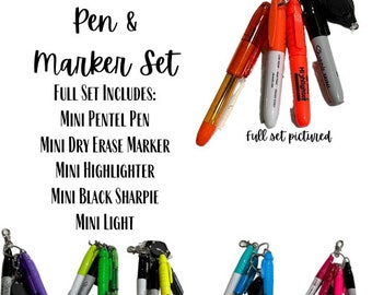 Build Your Own Badge Reel Accessory Bundle, Badge Holder Mini Pens, ID Badge LED Light, Badge Pull Highlighters, Dry Erase Marker Reel Kit