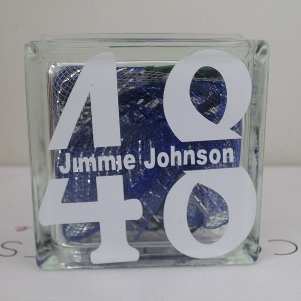 Nascar Jimmie Johnson, Glass Blocks, Glass Blocks with Lights, Glass Block, Glass Block with Lights & Nascar