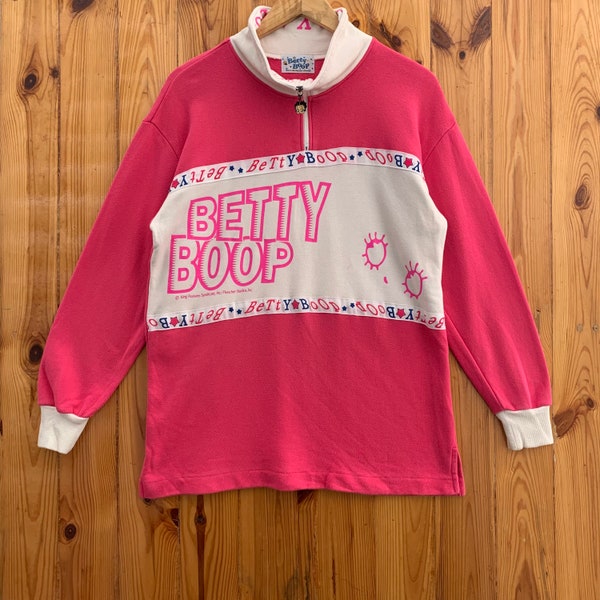 vintage des années 90 Betty Boop sweat ras du cou vintage betty boop pull vintage betty boop moitié fermeture éclair taille M