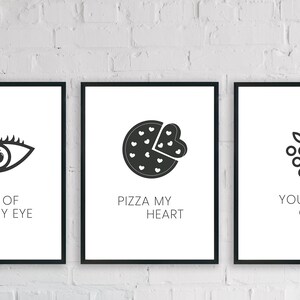 Set of 3 foodie puns. Wall Art / Kitchen Prints / Housewarming Gift - A4 / A3