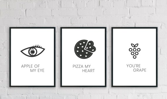 Set of 3 Foodie Puns. Wall Art / Kitchen Prints / Housewarming - Etsy