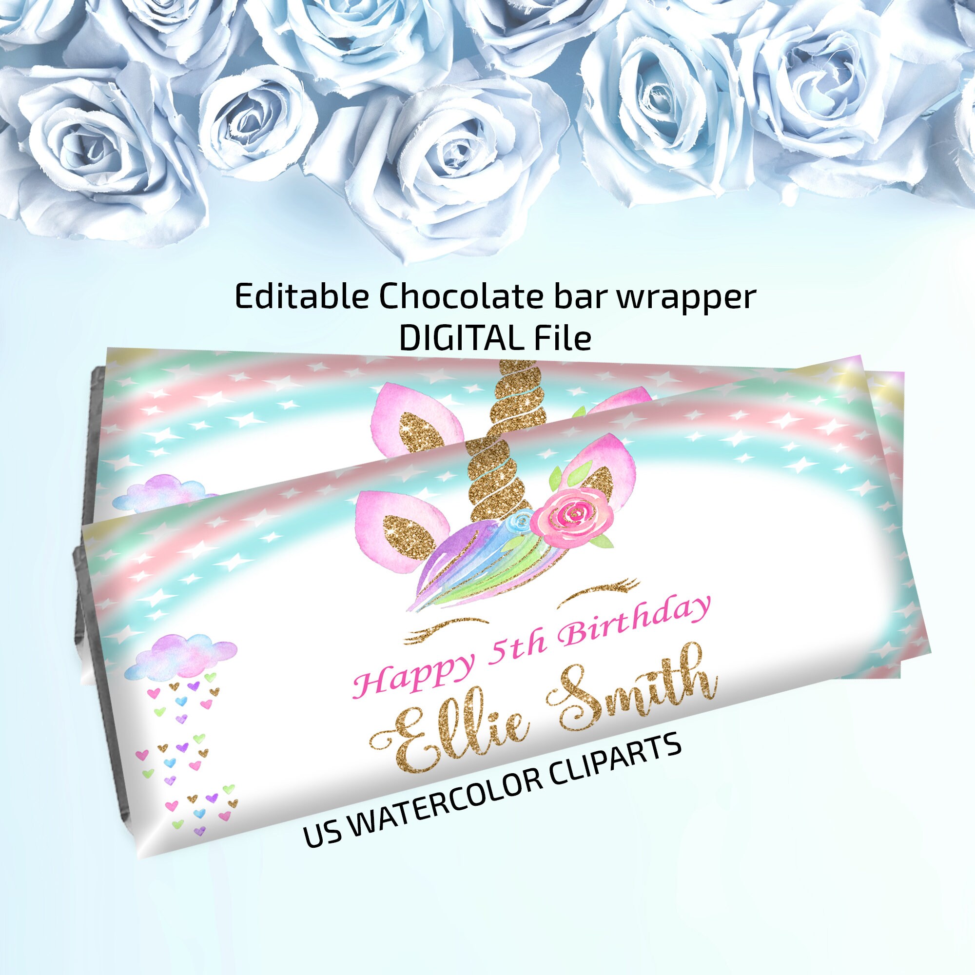 Unicorn Chocolate Bar Wrappers Unicorn Favors Birthday | Etsy