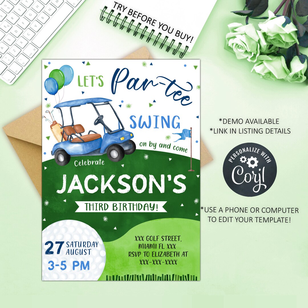 Editable Golf Invitation, Golf Birthday Invitation, Golf Invites