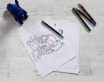 Baby Dragon Coloring Etsy