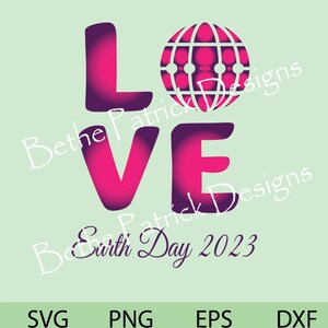 Liefde, Earth Day 2023, Elke dag, Pink Earth T-shirts, Stickers, Wenskaarten, Clipart