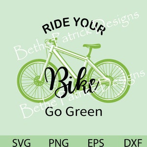 Ride Your Bike, Go Green, Earth Day, Erneuerbare Energien, T-shirt, Sticker, Grußkarten, Clipart