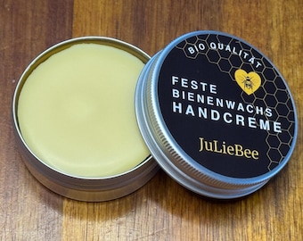 Feste Bio Bienenwachs Handcreme – Handpflege Bar mit Sheabutter, Kokos- & Kakaobutter. Naturkosmetik, Handgemacht. neues Design, mehr Inhalt