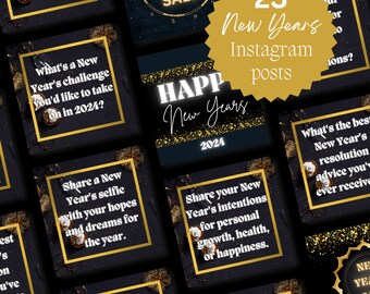 New Years Instagram Engagement Posts: Social Media Graphics