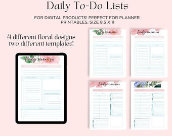 Bloemen takenlijst afdrukbaar: weekplanner, dagelijkse checklist (digitale download)