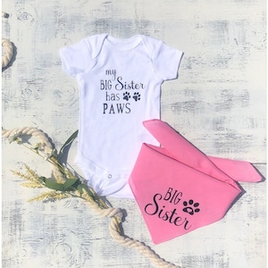 PREGNANCY ANNOUNCEMENT SET | Matching Dog and Baby Set | Baby Shower Gift | Baby and Dog Matching Outfit | Plaid Bandana and Baby