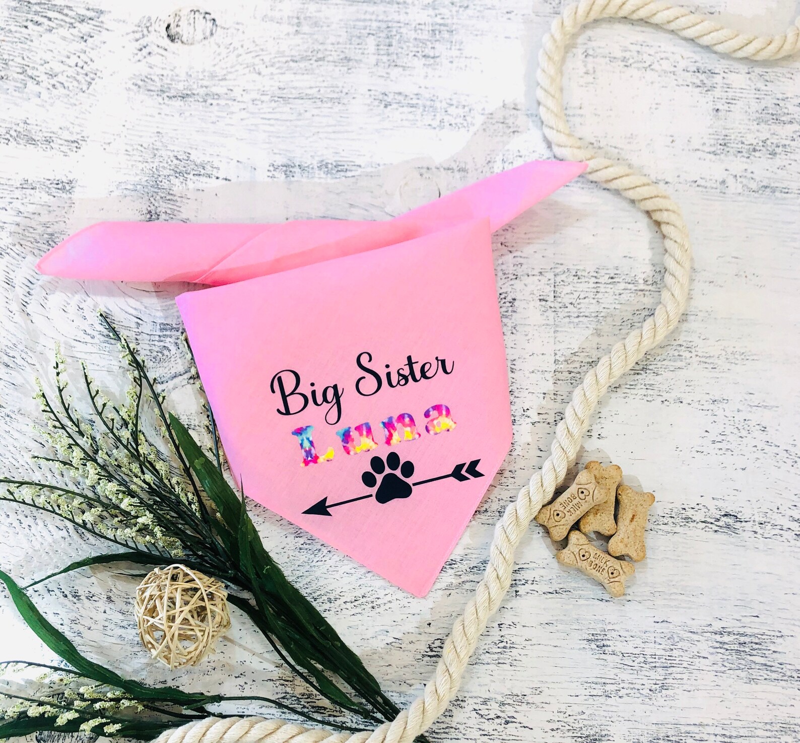 TIE DYE BIG Sister Dog Bandana Pregnancy Announcement Baby Etsy