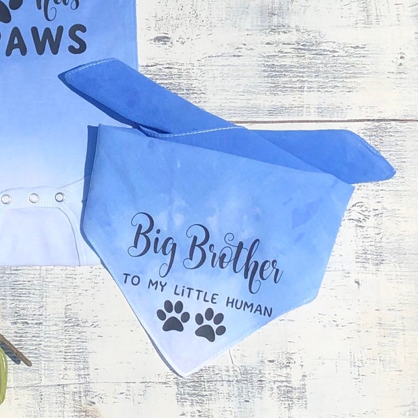 BABY ANNOUNCEMENT SET | Matching Dog and Baby Set | Baby Shower Gift | Baby and Dog Matching Bandana| Tie Dye Bandana