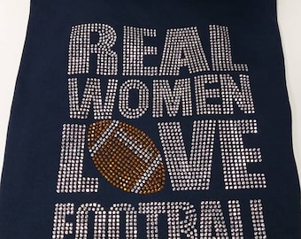 Rhinestone Football Sweatshirt- Bling Sweatshirt- Football Bling - Ladies Clothing - Bling Shirt
