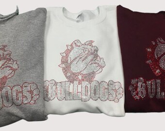 Bulldogs Sweatshirt- Bling Sweatshirt- Bulldog Mascot - Bulldog Bling - Bling Shirt