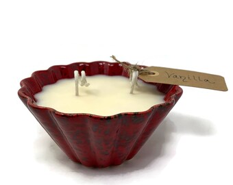 Pottery Soy Candle - Red