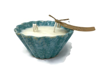 Pottery Soy Candle - Sea Glass