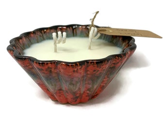 Pottery Soy Candle - Coral