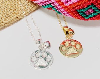 sterling silver Paw necklace from mexico, gift for dog moms, paw jewelry, paw necklace, Paw Print Necklace, dog lovers gift, Gift Dog Mom